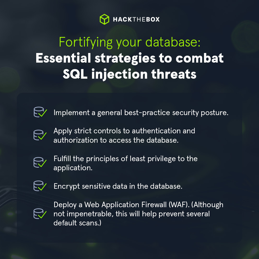 defend against SQL injections