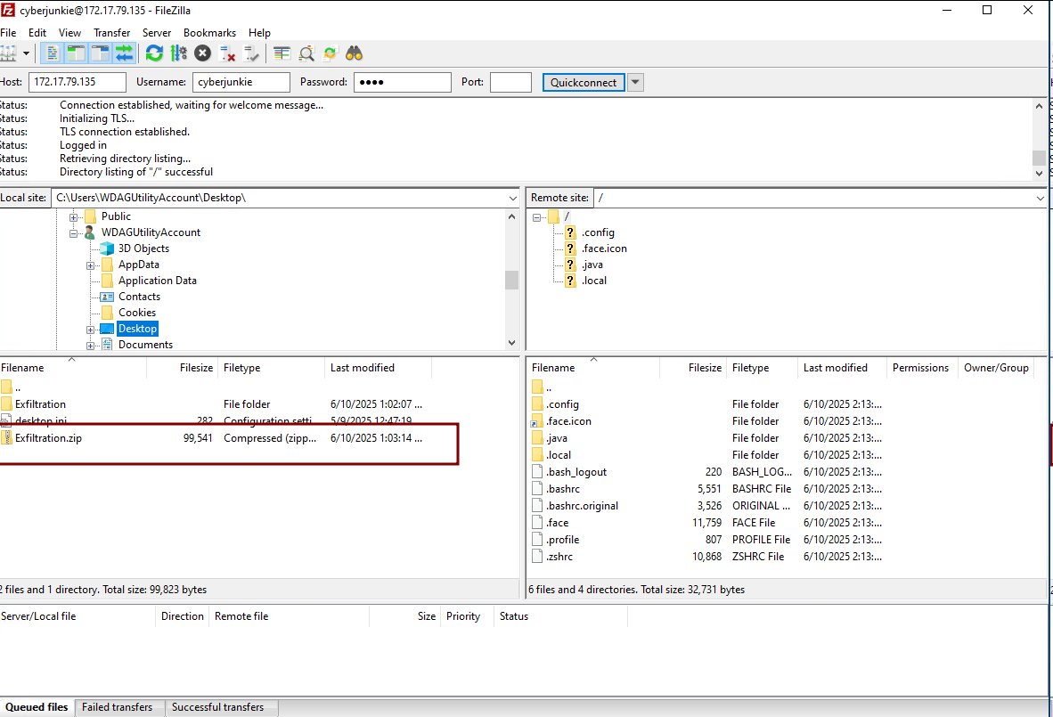 Filezilla exfiltration